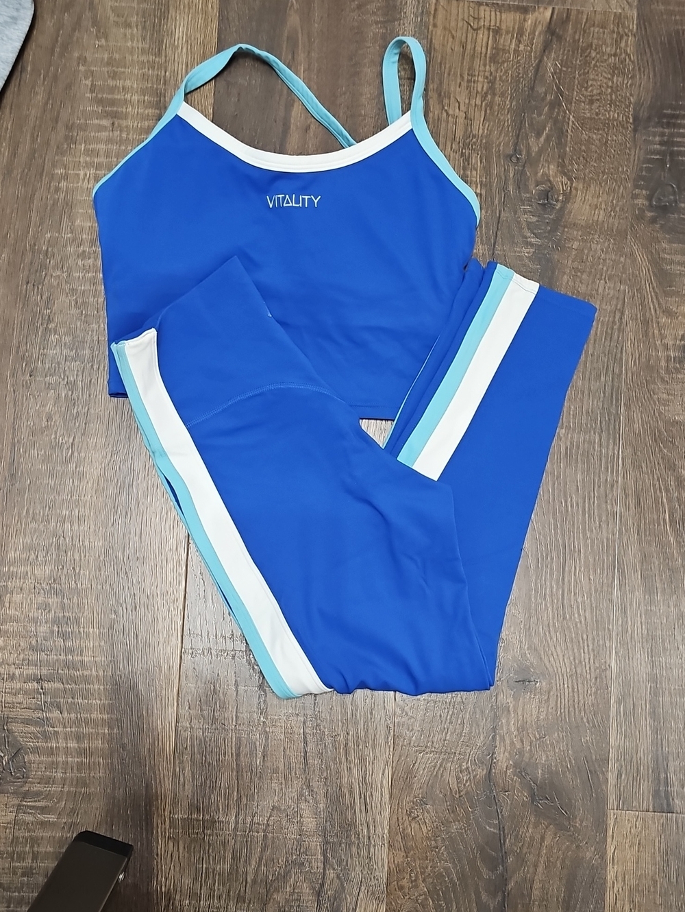 Vitality Blue Strappy Sports Crop & Leggings Set